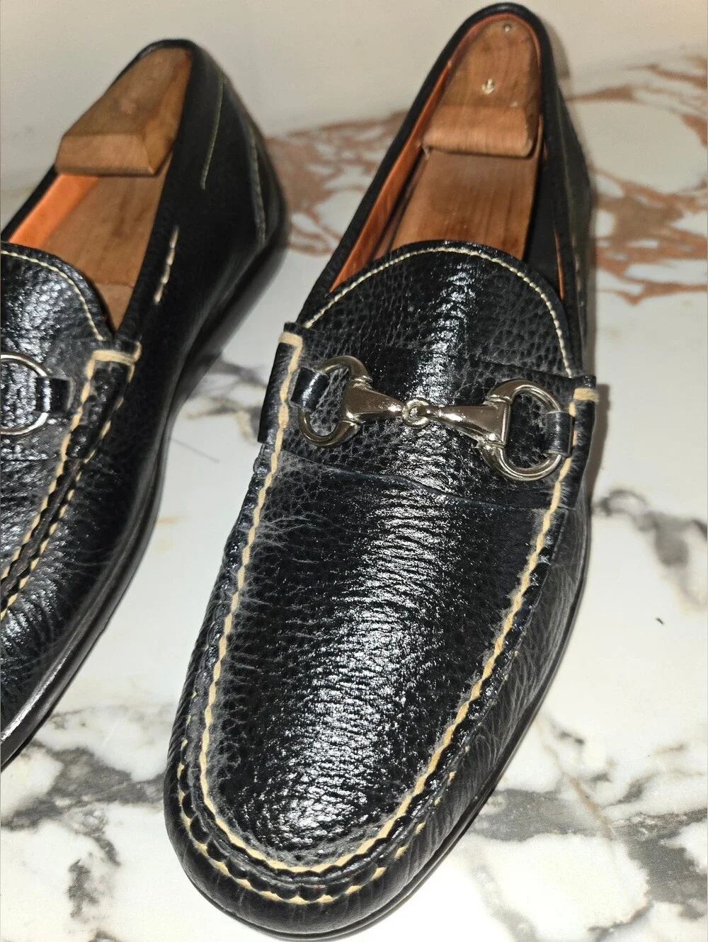 Martin Dingman Mens Pebbeled Leather Loafers  Size 10 1/2 M